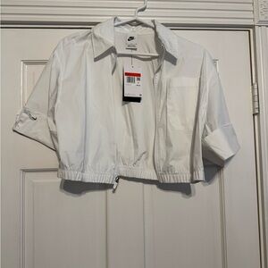 Nike White Zip-Front Crop Top